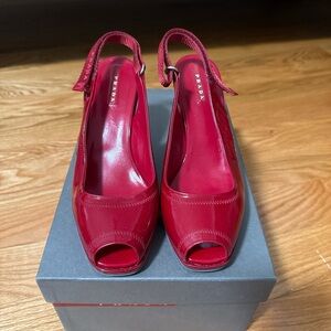 Prada Women's Red Slingback Heels